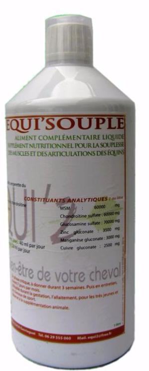 Equi'souple liquide, riche en MSM pour chevaux